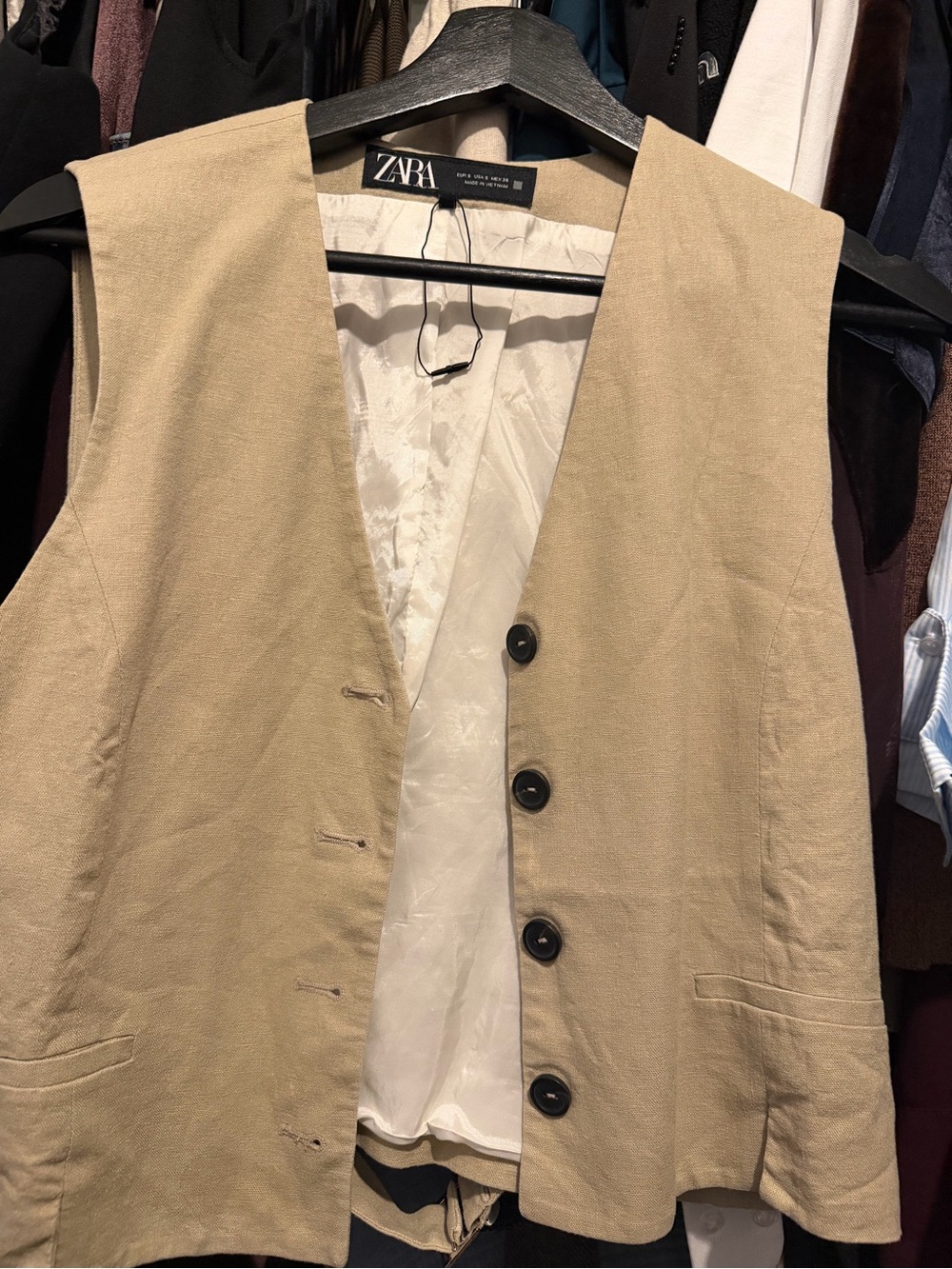 ZARA Beige Tailored Sleeveless Vest